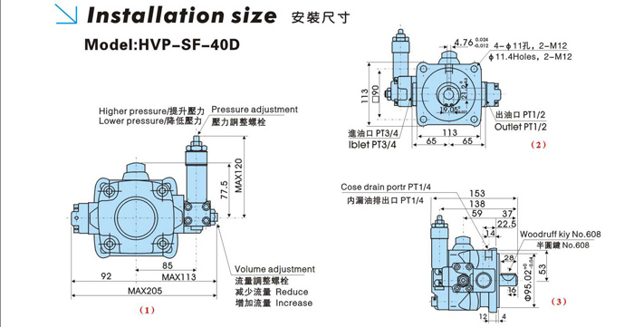 HVP變量葉片泵|中壓葉片泵安裝圖